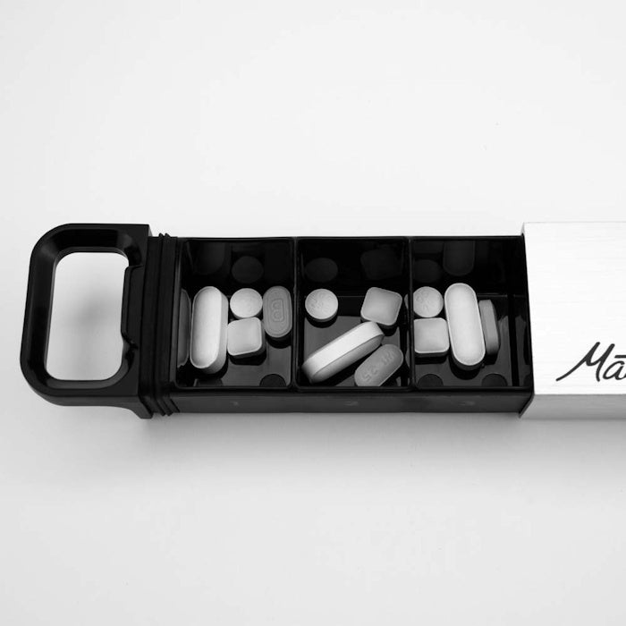 Waterproof Pill Canister - Brushed Aluminum open view