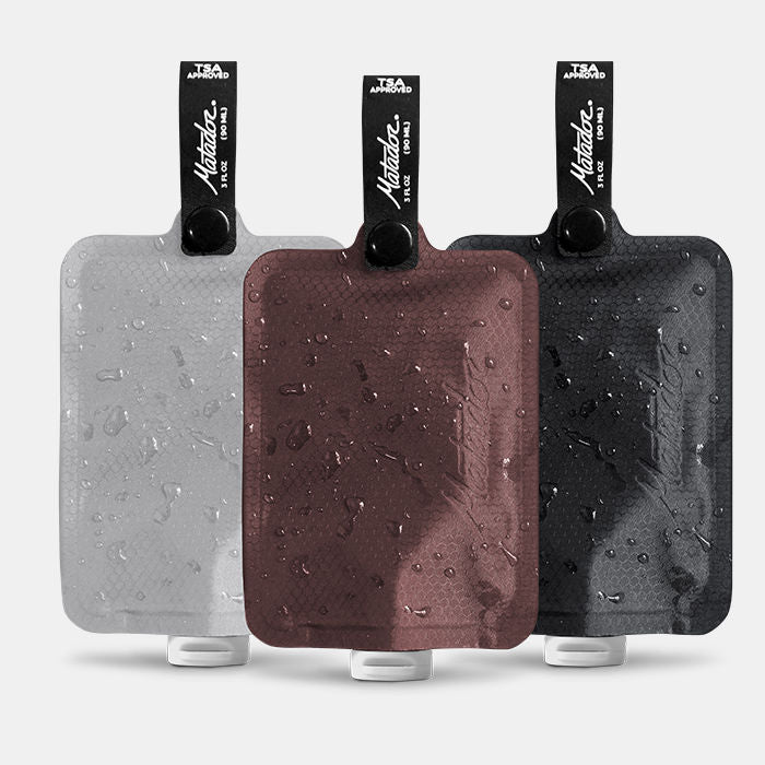 FlatPak Toiletry Bottle 3-Pack Charcoal/Garnet/Arctic White