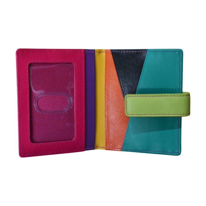 ILI New York Mini Asymmetric Card Wallet Black Brights ID window