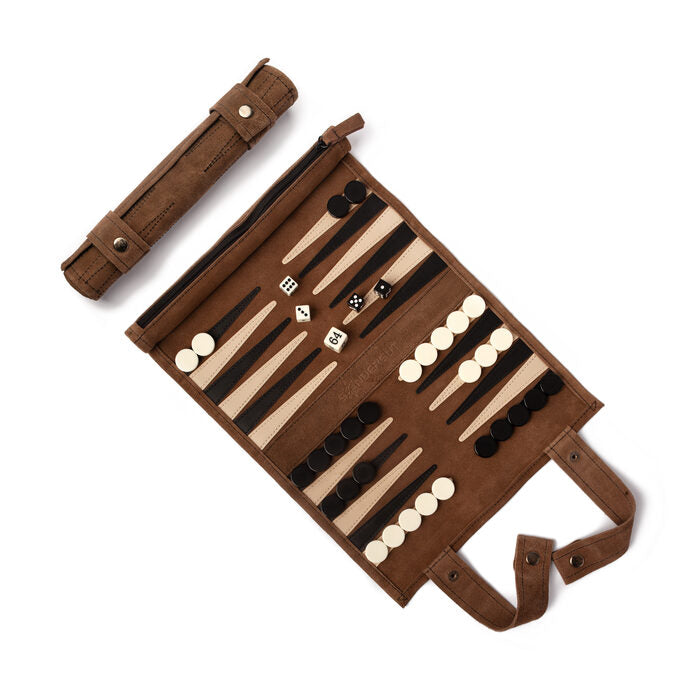 Suede Roll-up Backgammon Set