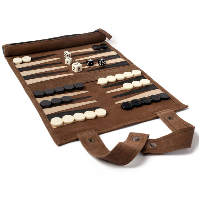 Suede Roll-up Backgammon Set