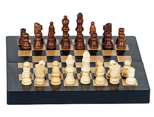 8" Walnut Folding Magnetic Chess Set