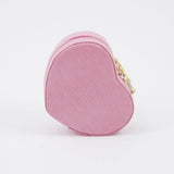 Lizard Leather Heart Shaped Jewelry Box with Mirror & Zippered Closure